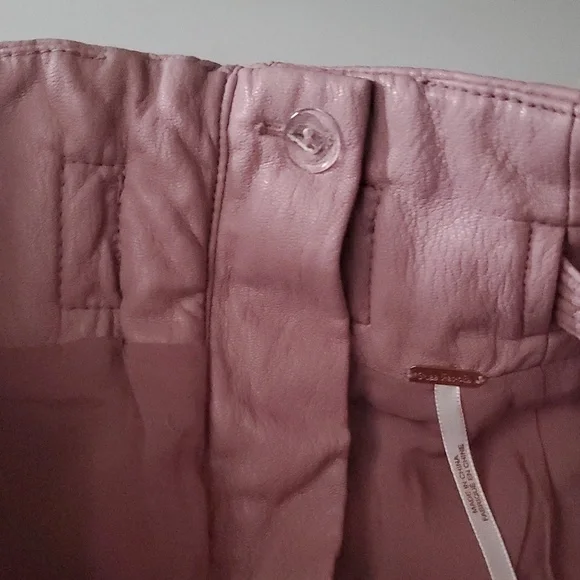 NWT Free People Payton Faux Leather Paperbag Mini Skirt Size 4 Mauve Swoon - Picture 10 of 13